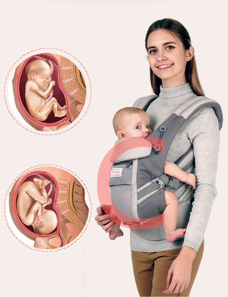 Porte-Bébé Respirant avec Tabouret Intégré | Ceinture Ergonomique et Réglable – Confort pour Bébé & Parent